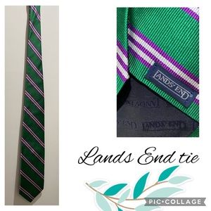 Lands’ End green and purple silk tie